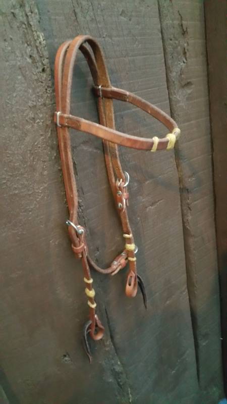 Western tack headstall rawhide plain knots 1