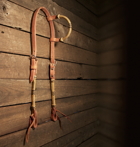Headstall Herman Oaks Braided Single Ear and Cheeks 1